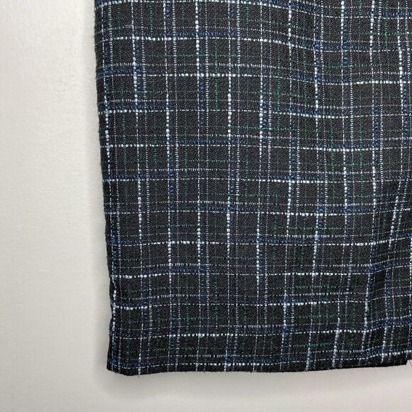 LOFT Skirt Womens 0 Black Plaid Tweed Short Career Rear Slit - Picture 3 of 6